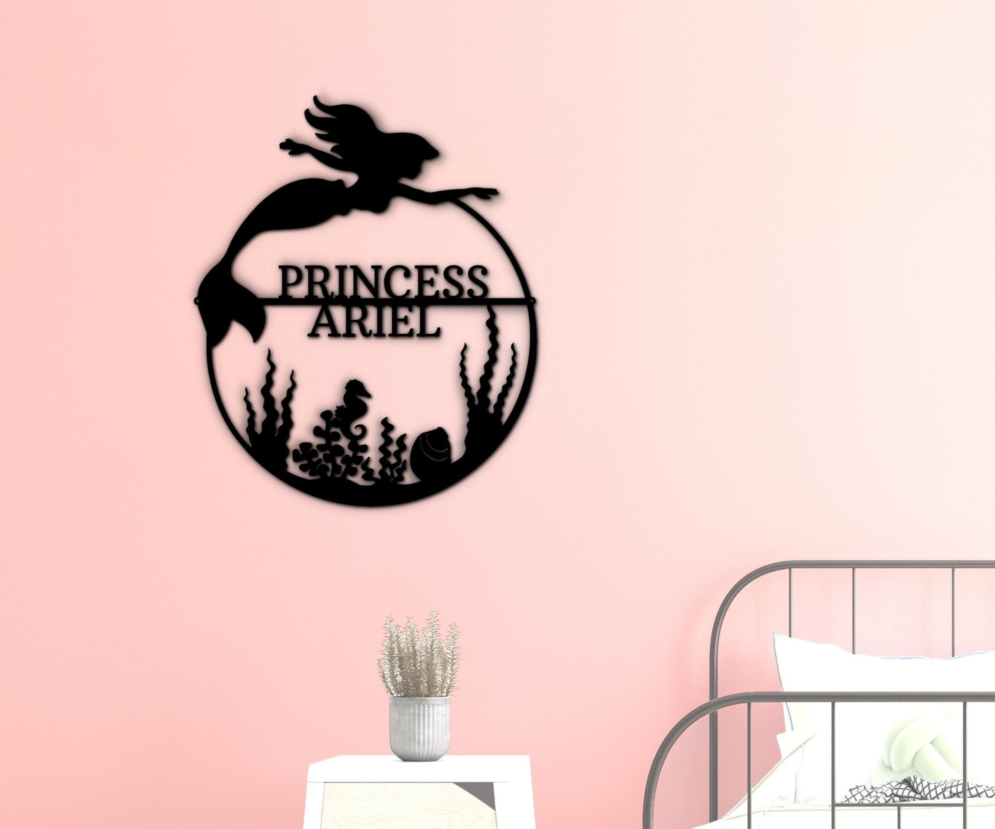 Little Mermaid Wall Sign - Custom Metal Princess Wall Art for Girls' R