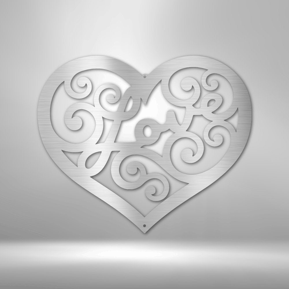 Love Swirl Steel Sign - Romantic Metal Wall Art for Love-themed Decor - Stylinsoul