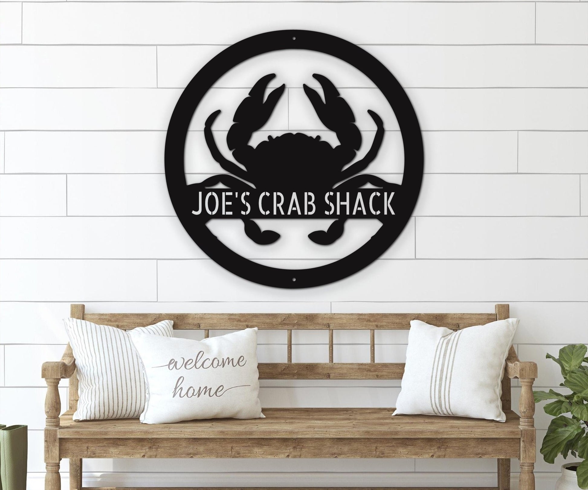 Monogrammed Crab Steel Sign - Metal Wall Art - Farmhouse Family Name Sign - Stylinsoul