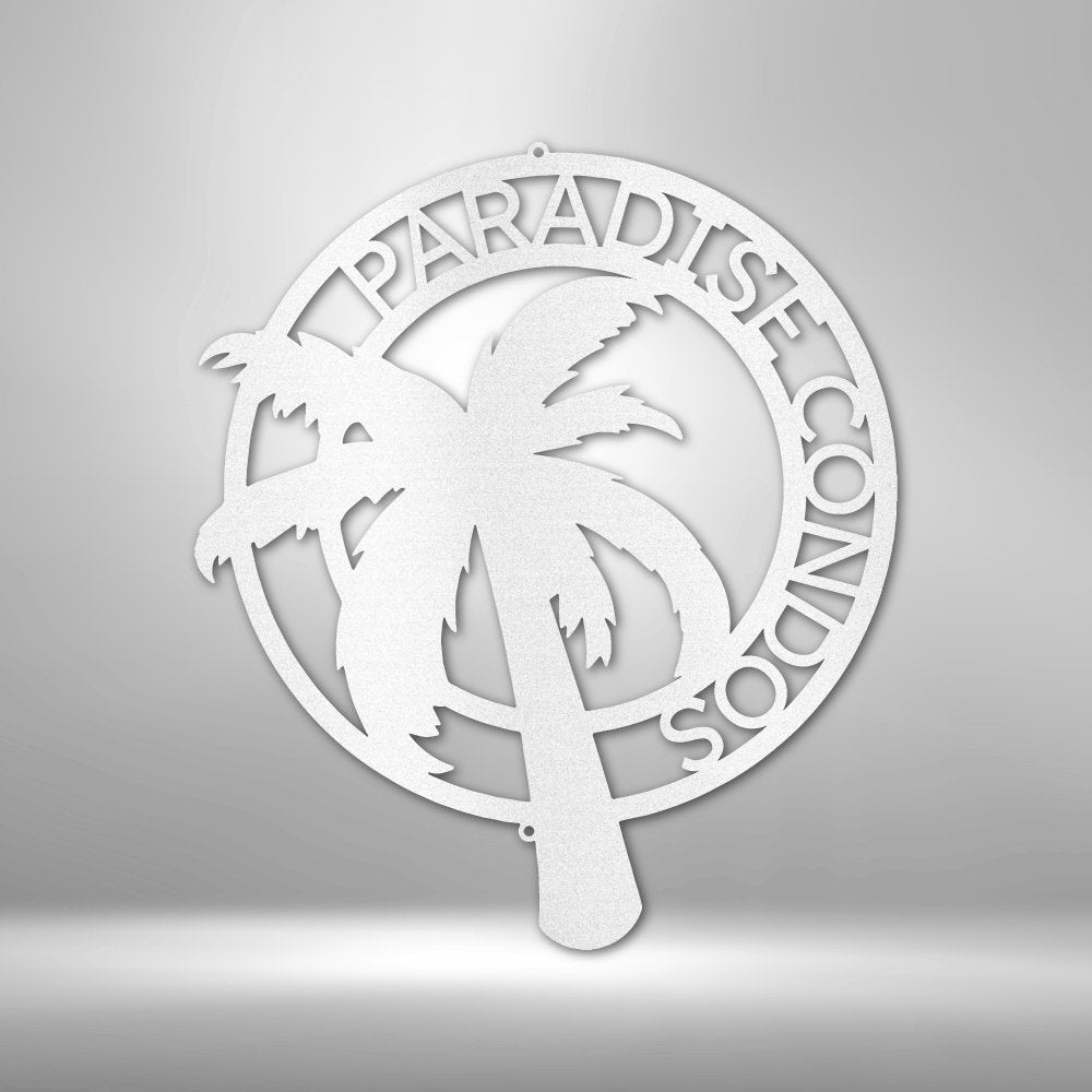 Palm Tree Monogram Steel Sign - Personalized Metal Wall Art for Tropical Decor - Stylinsoul