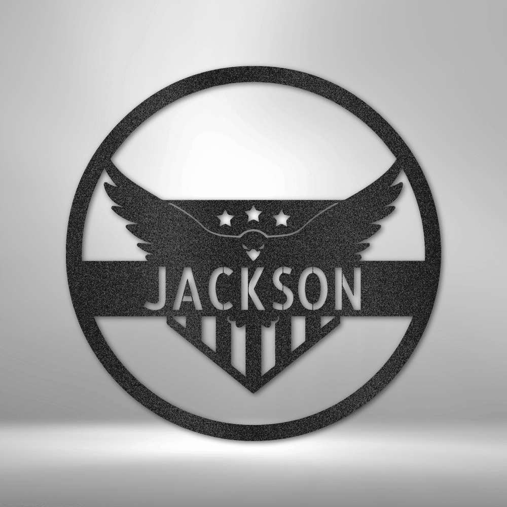 Personalized Attacking Eagle Metal Sign - Monogram Metal Wall Art Welcome Decor - Stylinsoul