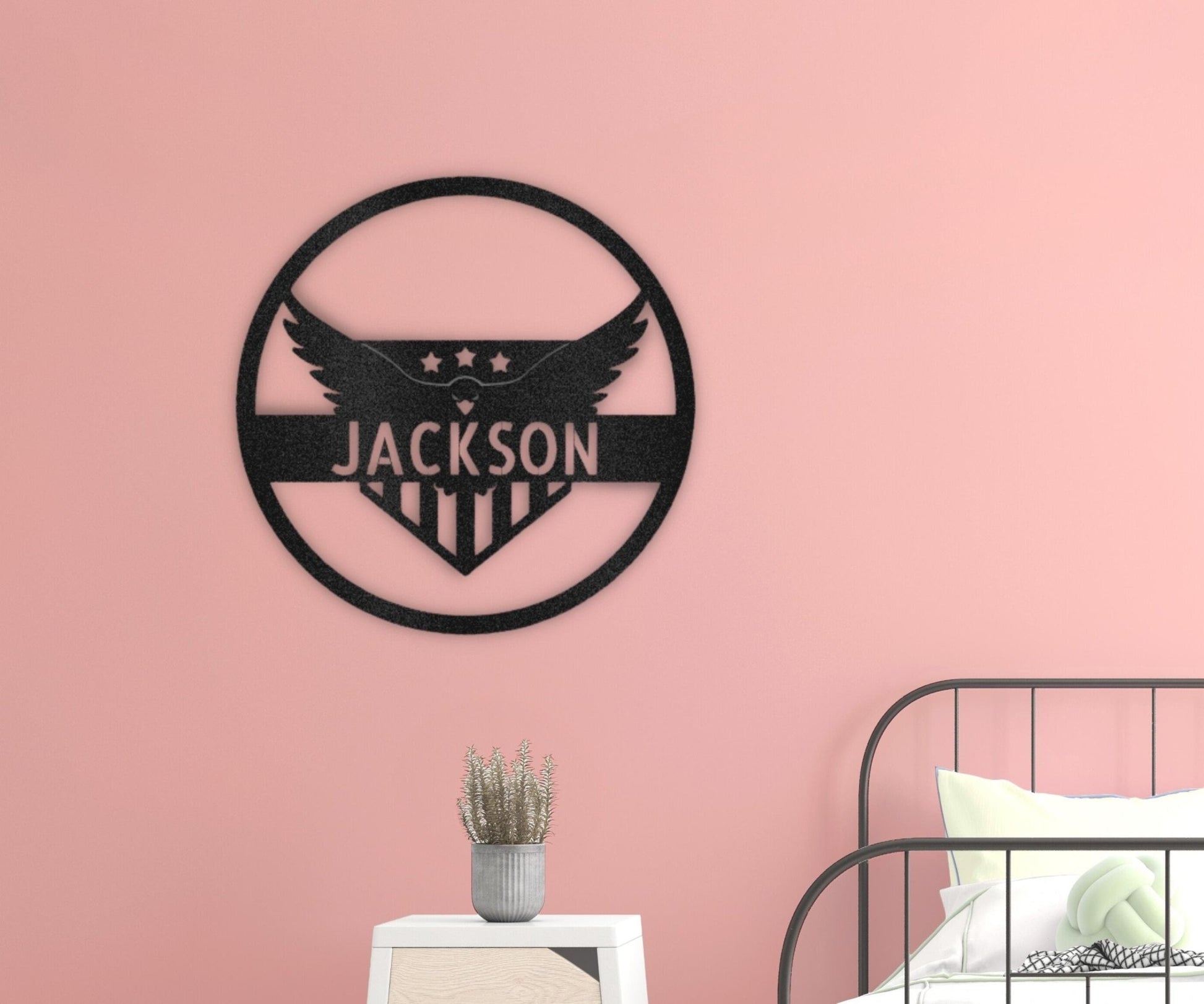 Personalized Attacking Eagle Metal Sign - Monogram Metal Wall Art Welcome Decor - Stylinsoul
