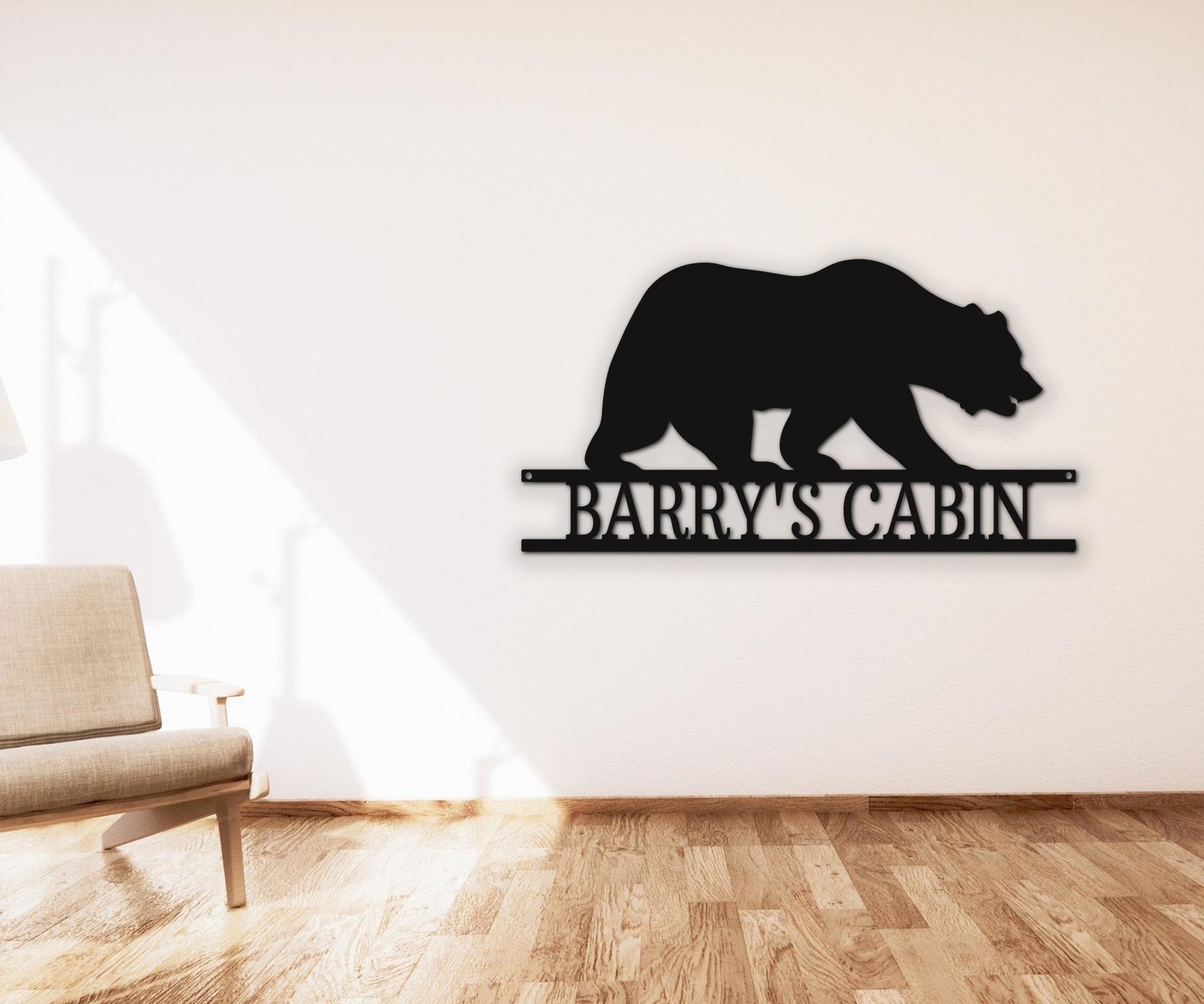 Personalized Bear Metal Sign - Monogram Metal Wall Art for Welcome and Living Room Decor - Stylinsoul