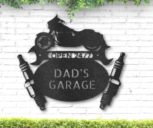 Personalized Sign For Garage - Custom Metal Wall Art for Motorcycle Enthusiasts - Stylinsoul