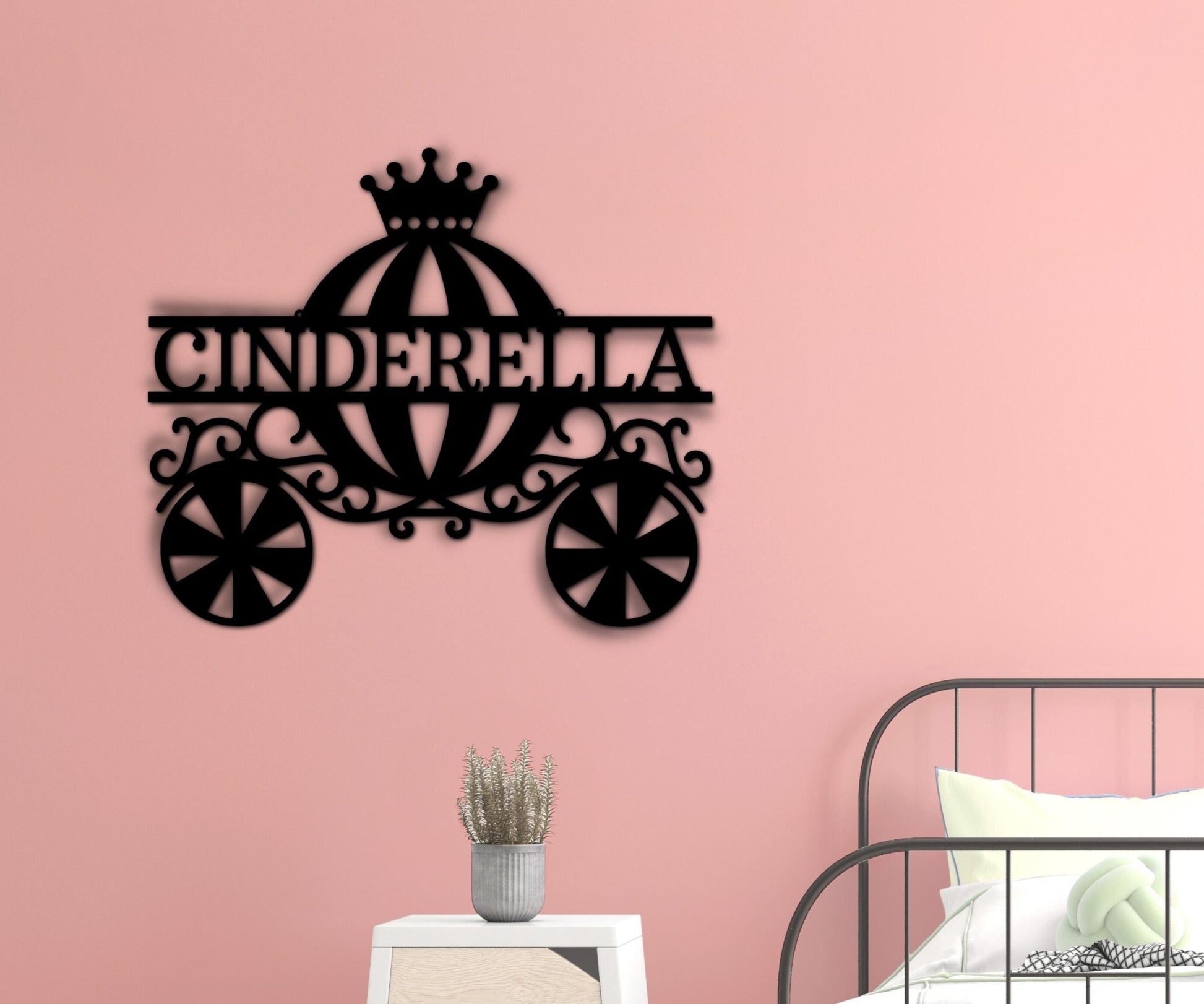 Princess Carriage Name Sign - Personalized Metal Wall Art for Nursery and Princess Room Decor - Stylinsoul
