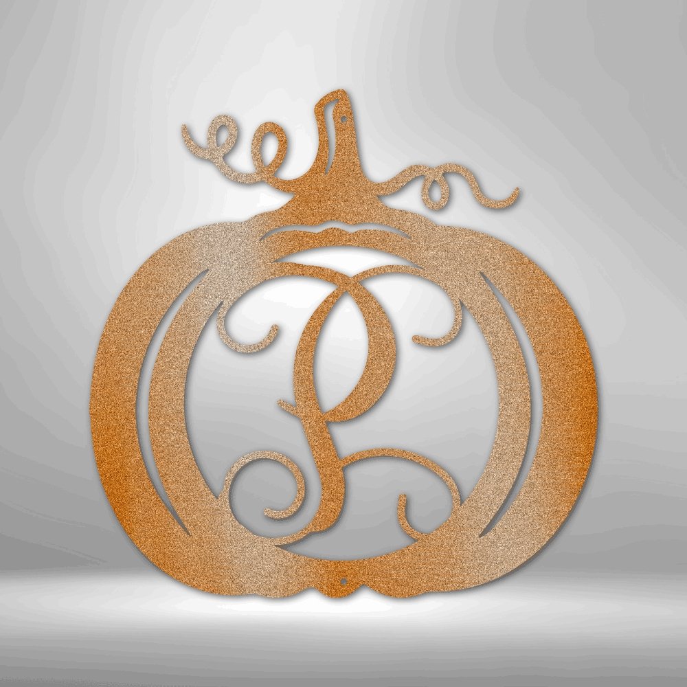 Pumpkin Initial Monogram Steel Sign - Personalized Metal Wall Art for Fall Decor - Stylinsoul