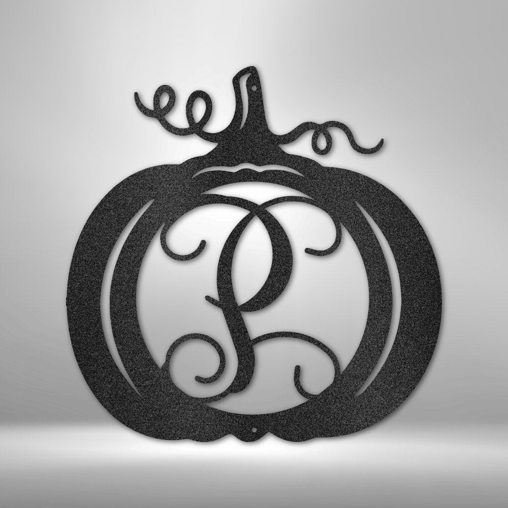 Pumpkin Initial Monogram Steel Sign - Personalized Metal Wall Art for Fall Decor - Stylinsoul
