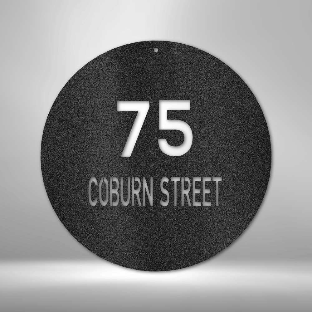 Round Address Sign - Circle Name Metal Outdoor Address Numer - Custom Metal Wall Art - Stylinsoul