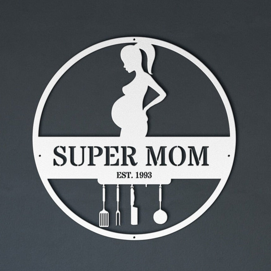 Super Mom - Custom Die Cut Metal Sign - Mothers Day Gift Home Decor - Stylinsoul