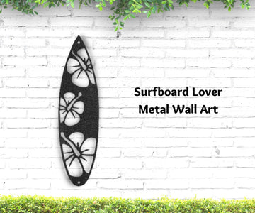 Surf Board Flowers Sign - Beach Surfing Metal Wall Art for Coastal Home Decor - Stylinsoul