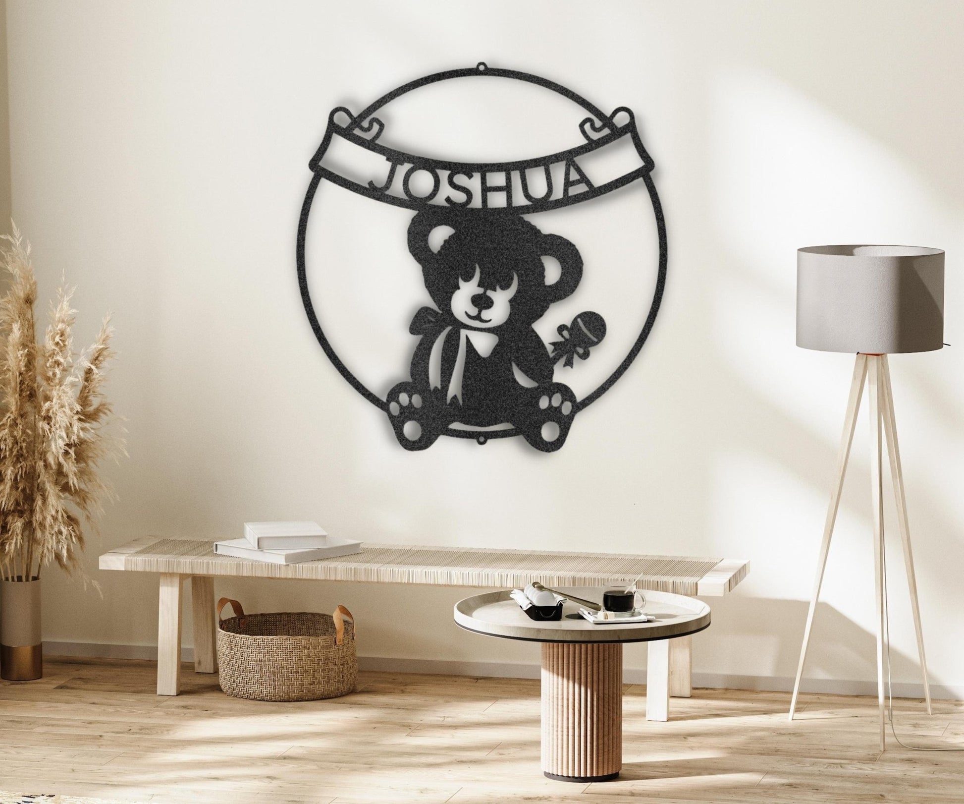 Teddy Bear Monogram Steel Sign - Personalized Metal Wall Art for Girl's Bedroom Decor - Stylinsoul
