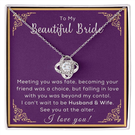 To My Bride, Necklace For Bride, Gift For Bride, Necklace With Message Card - Stylinsoul