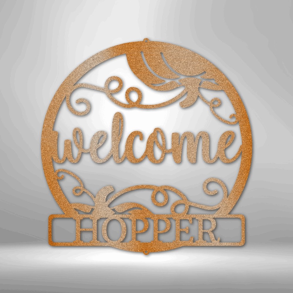 Welcome Fall Monogram Steel Sign - Personalized Metal Wall Art for Autumn Decor - Stylinsoul