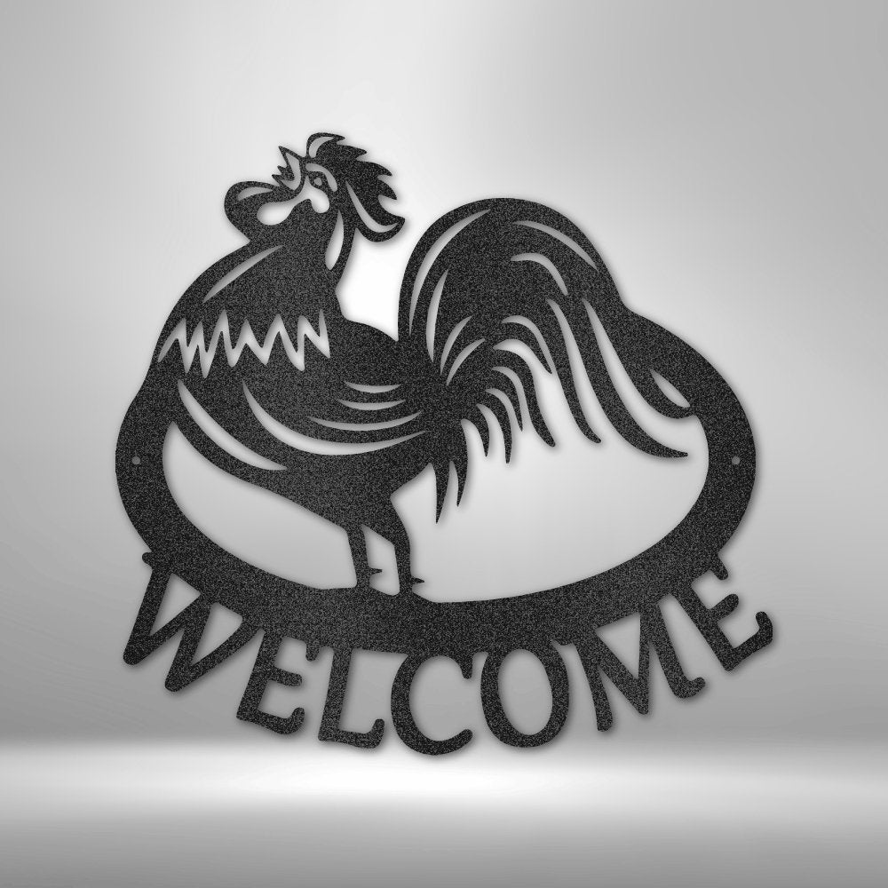 Welcome Rooster Steel Sign - Metal Wall Art for Farmhouse and Country Decor - Stylinsoul