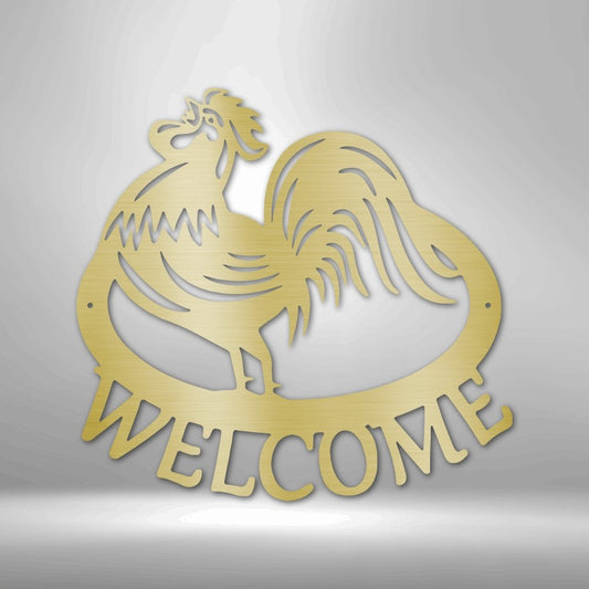 Welcome Rooster Steel Sign - Metal Wall Art for Farmhouse and Country Decor - Stylinsoul