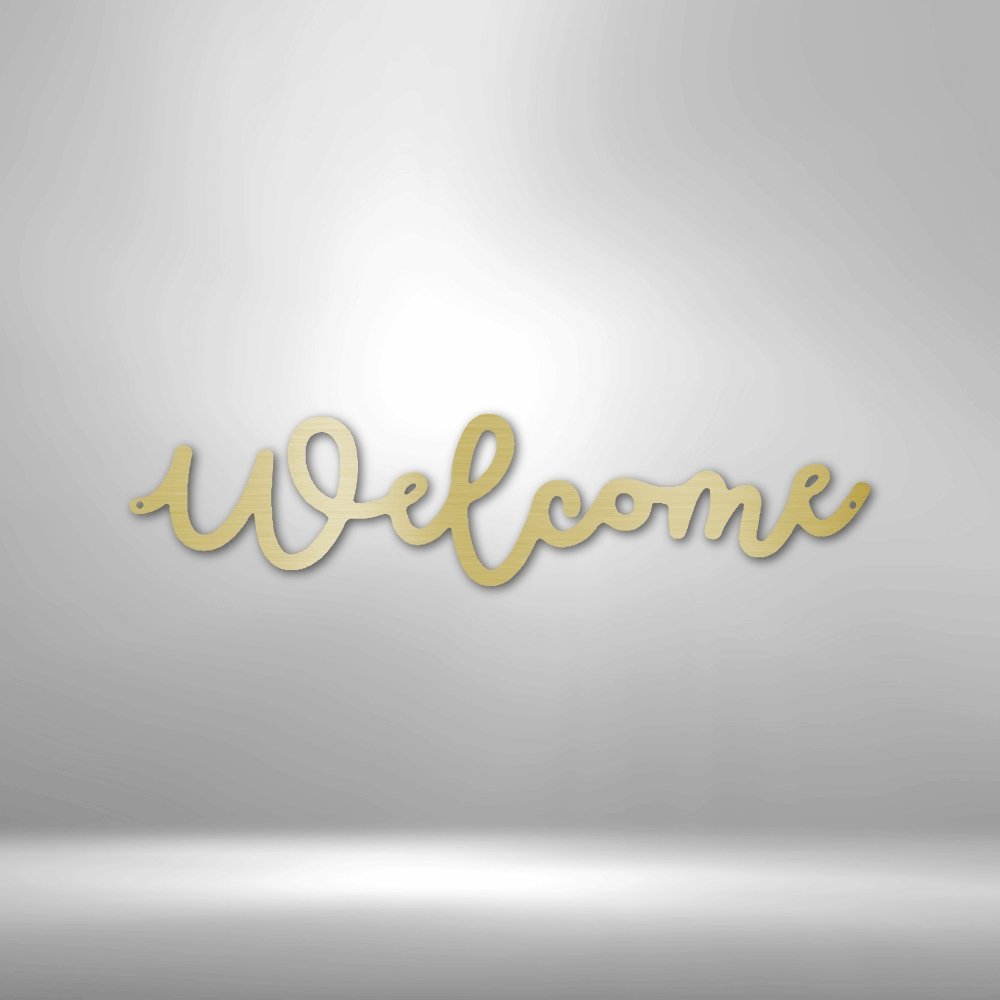 Welcome Script Steel Sign - Stylish Metal Wall Decor for Warm Greetings - Stylinsoul